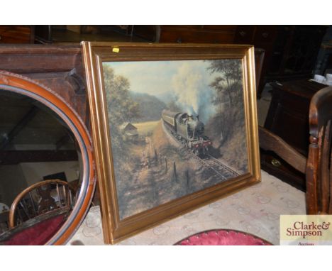 Don Breckon, coloured print "Racing The Train"