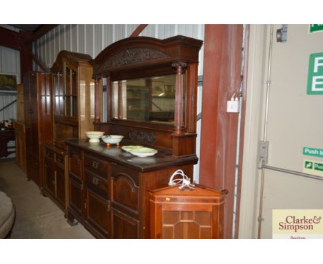 An Edwardian walnut mirror back sideboard 