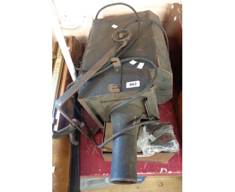 An old magic lantern projector - sold with a quantity of slides
