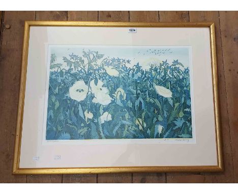 A.C. Moulding: a gilt framed large format signed limited edition coloured print entitled 'Back Yard' - No. 50