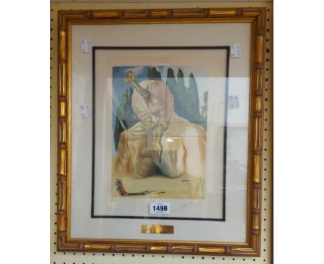 †Salvador Dali: a gilt simulated bamboo framed coloured print from 'The Divine Comedy' series entitled 'The Logician Devil' -