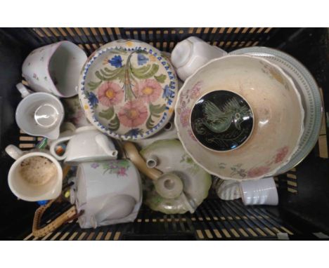 A crate containing a quantity of ceramic and other collectable items