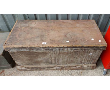An old pine toolbox containing a quantity of tools