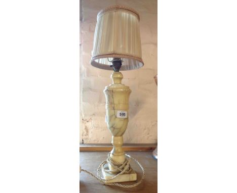 A vintage alabaster table lamp of classical urn form - sold with shade