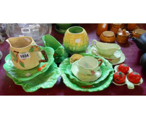 A quantity of Carltonware including leaf dishes, jug, vase, tomato cruet, etc.