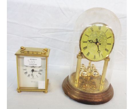 A President anniversary clock with quartz movement under glass dome - sold with a carriage clock also with quartz movement