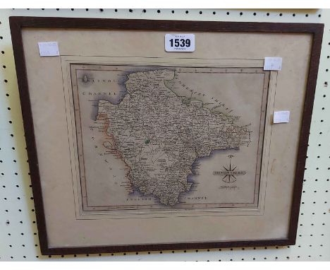 J. Cary: a framed antique hand coloured map print of Devonshire