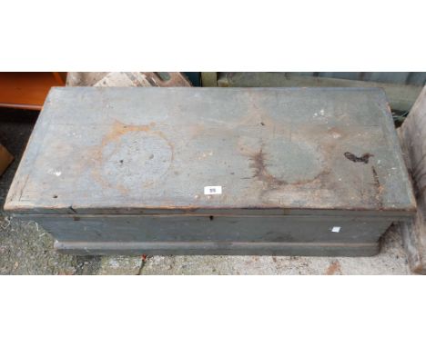 An old pine toolbox containing a quantity of tools