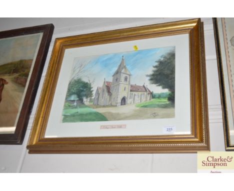R Manning, watercolour St Mary's Church Whitton