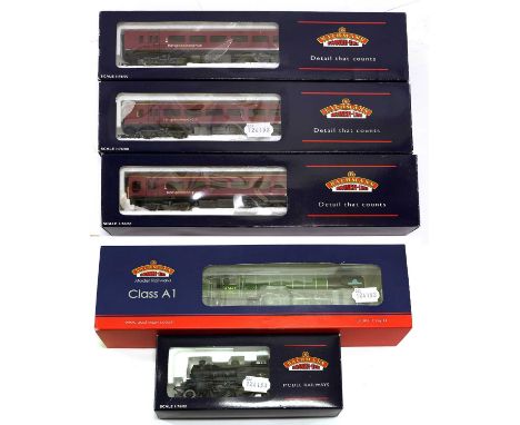 Bachmann OO Gauge 32550A A1 Class Tornado  8 DCC, 31612 2-6-2T V3 BR 67682 (both E boxes G-E) together with 31513A 159 3-car 