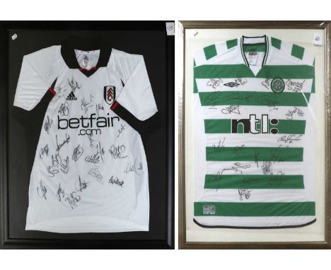 Two Signed Football Shirts Celtic and Fulham (both framed) (2)