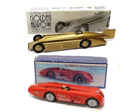 Schylling Two Land Speed Record Cars Golden Arrow and Sunbeam (both E boxes G) (2)