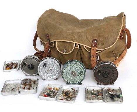 Various Fishing Tackle Items to include a Hardy Marquis #7 fly reel, a Roddy 3 1/2" fly reel, a Youngs Pridex 3 1/8" fly reel