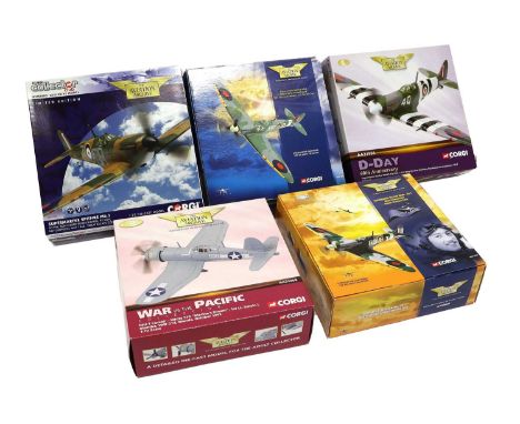 Corgi Aviation Archive 1:72 Scale WWII Group AA31907 Spitfire MkVb, AA31906 Spitfire MkVb, AA33008 F4U Corsair, AA31903 Spitf