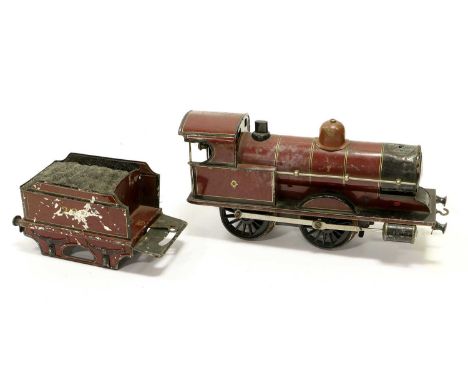 Marklin Gauge I 0-4-0 MR 281 Locomotive clockwork (locomotive G but lacks chimney, tender F, lacks wheels and axles)