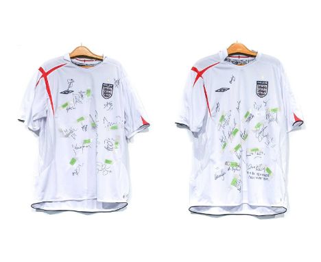 England V England Legends Two Signed Shirts (i) Glenn Hoddle, Ronnie O'Sullivan, Jonathan Wilkie, Ray Wilkins, Terry Venables