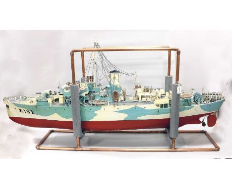 Constructed Kit HMS Bryony 1:48 Scale Flower class Corvette, highly detailed modified kit, fitted with electric motor 50", 12