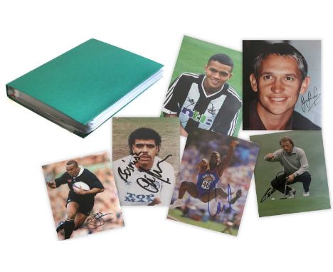 Various Football And Sporting Autographed Photographs Colin Jackson, Ben Johnson, Joe Jordan, Roy Keane, Kevin Keegan, Alan K