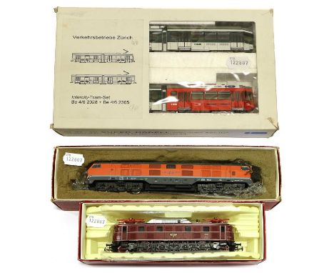 Rivarossi HO Gauge Locomotives 1997 C-C Hersfelder Kreisbahn NR30 (E box F-G) and 16651-B-B-1 E19 pantograph (E, but has had 