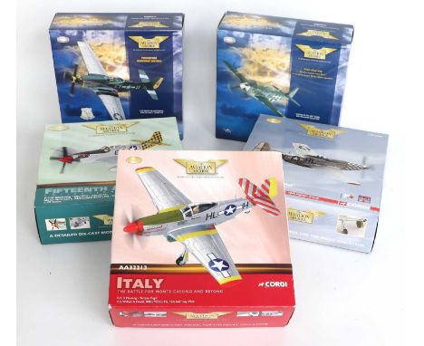 Corgi Aviation Archive 1:72 Scale P51D Mustang Group 49303 , A32202, AA32212, AA32220 and US32214 (all E boxes G-E) (5)