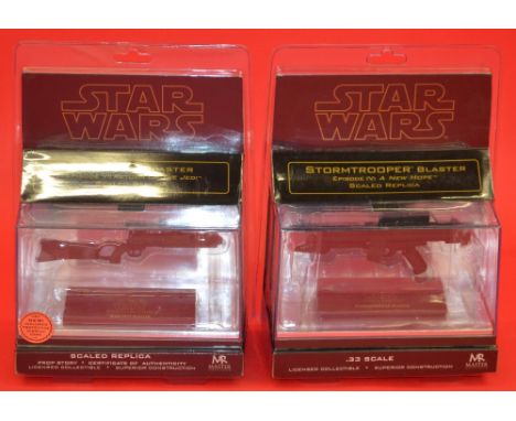 Two Master Replicas Star Wars Scaled Replica Props: SW-337 Boba Fett Blaster; SW-336 Stormtrooper Blaster. Both boxed, E.