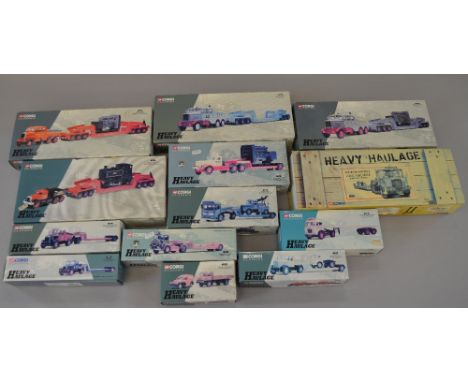 14 Corgi Heavy Haulage models, boxed (some sun fading)