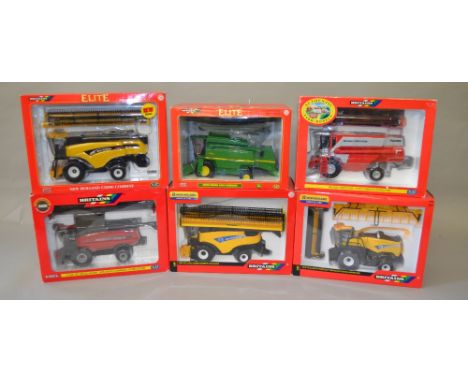 Six Britains 1:32 scale Authentic Farm Models including: John Deere 2266 Combine etc. All boxed (6)