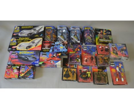 20x Kenner & Mattel Batman figures and vehicles, mostly carded. Not checked if complete.