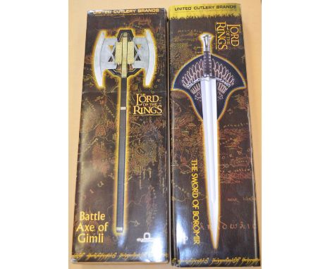 2 United Cutlery Brands Lord Of The Rings replicas: The Sword Of Boromir and Battle Axe Of Gimli. AMMENDED DESCRIPTION 13/5/1