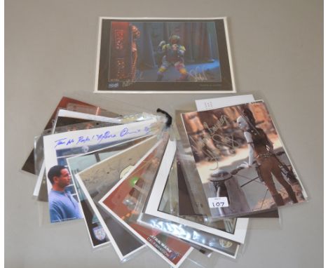 13 x Star Wars signed pictures, includes: Michonne Bourrige; Ian McDiarmid; Christopher Lee; Steve Sansweet; etc. Together wi