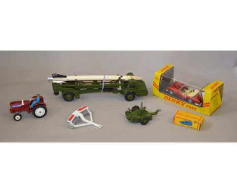 5 Dinky Toys: 110 Aston Martin in Export box; 063 Dublo Commer Van, boxed together with 3 unboxed models 666 Missile Erector 