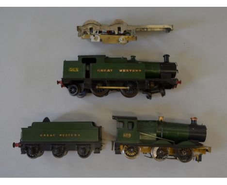 O Gauge. Scratch/Kit built 3-rail GWR 2-4-2 tank engine, together with part built 3-rail 0-6-0 tender goods engine (missing c