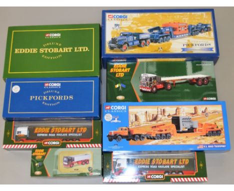 8 Eddie Stobart and Pickfords Classics Corgi models, boxed.