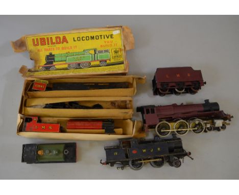 O Gauge. LMS 4-6-0 Jubilee tender loco part built, requires motor & valve gear to complete, together with Chad Valley Ubilda 