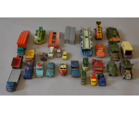 Box of playworn diecast including Corgi and Lesney. 