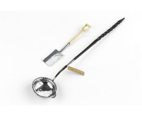 A GEORGE III SILVER TODDY LADLE, with punched border, and whalebone twist handle, by Peter &amp; ? Bateman (marks partly rubb