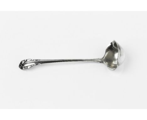 A GEORG JENSEN SILVER LILY PATTERN SAUCE LADLE, import marks for London 1936, 13cm long