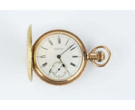 A HUNTER POCKET WATCH BY E HOWARD &amp; CO, BOSTON, the circular white enamel dial with Roman numerals, outer scale 0-60 and 