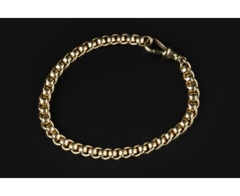 A 9CT GOLD ROLLER CURB-LINK BRACELET, length 19.5cm