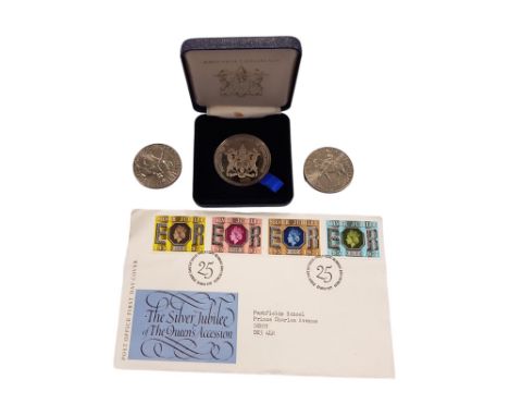 2 CROWNS, MEDALLION AND FIRST DAY COVER 
