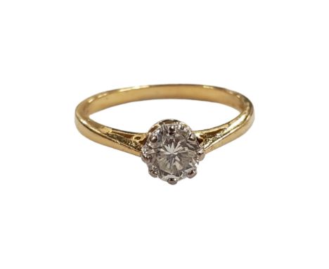 18 CARAT YELLOW GOLD &amp; DIAMOND RING WITH 0.75 CARAT OF DIAMONDS SIZE P