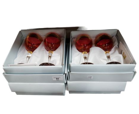8 NEW AND BOXED RUBY STYLE GOBLETS 