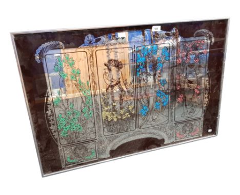 LARGE ART NOUVEAU FOUR SEASONS PUB MIRROR