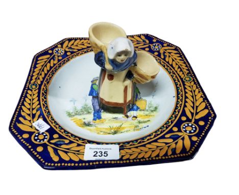 QUIMPER DISH AND FIGURE 