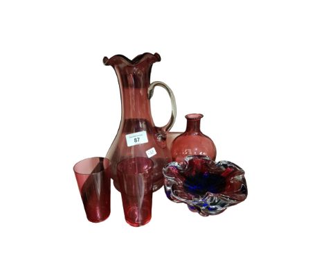 SHELF LOT OF RUBY GLASS 
