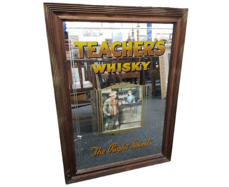 LARGE VINTAGE TEACHERS WHISKY PUB MIRROR 
