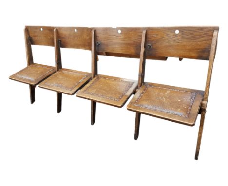 VINTAGE SOLID OAK FOLDING CINEMA SEATS