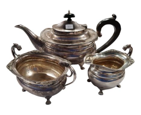 3 PIECE SILVER TEA SERVICE BIRMINGHAM 1915 CIRCA 970G 