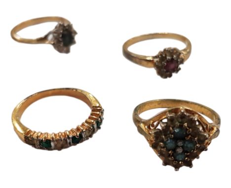 4 X VINTAGE GEM SET RINGS 