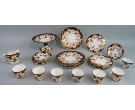 A late Victorian Royal Crown Derby part tea service, pattern no 3788, comprising comport, ten plates in two graduated sizes a